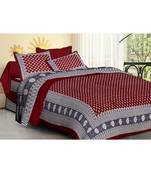 Cotton Indian Print Double Bedsheet with 2 pillow Cover indian Sanganeri Jaipuri Print