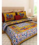 Handmade Cotton Bedsheet Bedspread with 2 Pillow Cover Boho Bohemian Sanganeri Print