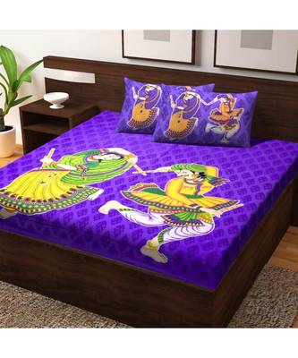 Cotton Bedsheet Indian Sanganeri Jaipuri Print with Pillow Cover Bedding Bedspread Bohemian 1