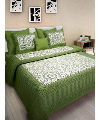Cotton Bedsheet Bedapread Hand Printed Double bedsheet with pillow Cover Bohemian Danganeri Print 1