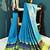 Blue Plain cotton silk saree with blouse