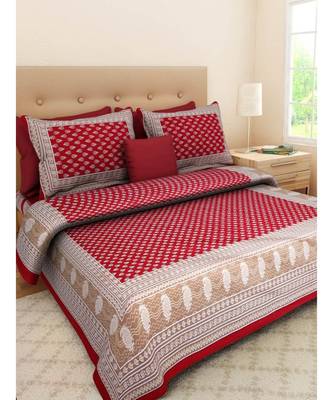 Sanganeri Print 100% Cotton Bedsheet Bedspread with Pillow Cover Traditional Jaipuri indian 1