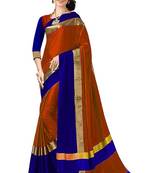 orange printed cotton silk saree with blouse