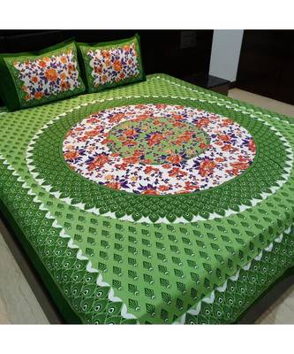 Indian Traditional Screen Printed Cotton Bedding Bedspread with Pillow Cover Sanganeri Jaipuri Print Bedsheet Bedspread 1