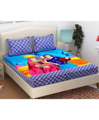 Hand Print 100% Cotton Bedding Bedsheet with 2 Pillow Cover Sanganeri Jaipuri Bedcover Bohemian 1