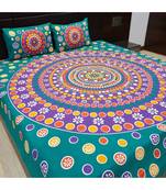 Hand Screen Print Cotton Double Bedsheet with 2 Pillow Cover decorative Bedsheet Boho Bohemain Bedsheet Bedspread