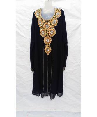 Black Embroidered Georgette Islamic Arabic Partywear Abaya 1