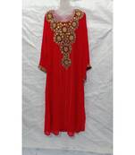 Red Embroidered Georgette Islamic Arabic Partywear Abaya