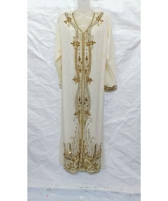 White Farasha With Handmade Embroidery 1