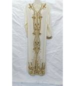 White Farasha With Handmade Embroidery