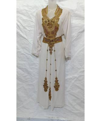 White Farasha With Handmade Embroidery 1
