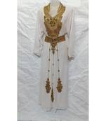 White Farasha With Handmade Embroidery