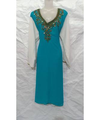 Mix Color Embroidered Georgette Islamic Arabic Partywear Kaftan 1