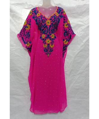 Pink Hand Embroidery Stitched Kaftan 1