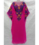 Pink Hand Embroidery Stitched Kaftan