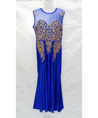 Blue Embroidered Georgette Islamic Arabic Partywear Abaya 1