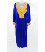 Blue Embroidered Lycra Islamic Arabic Partywear Gown