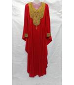 Red Embroidered Georgette Islamic Arabic Partywear Abaya