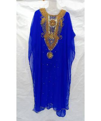Blue Georgette Embroidered Stone Work Islamic Abaya 1