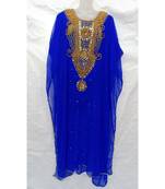 Blue Georgette Embroidered Stone Work Islamic Abaya