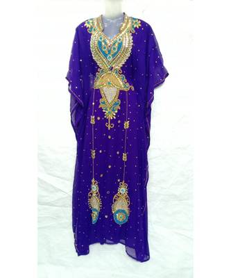 PURPLE Georgette Embroidered Zari Work Islamic FARASHA 1