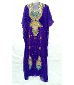 PURPLE Georgette Embroidered Zari Work Islamic FARASHA