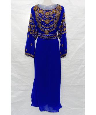Blue Georgette Embroidered Stone Work Islamic Abaya 1