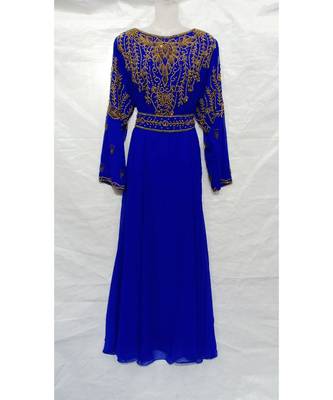 Blue Georgette Embroidered Stone Work Islamic Abaya 1