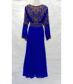 Blue Georgette Embroidered Stone Work Islamic Abaya