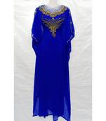 Blue Georgette Embroidered Stone Work Islamic Abaya