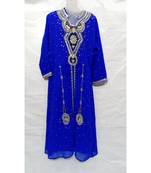 Blue Georgette Embroidered Stone Work Islamic Abaya