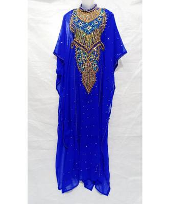 BLUE georgette embroidered stone work islamic abaya 1