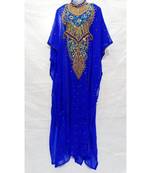 BLUE georgette embroidered stone work islamic abaya