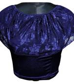 Blue Cotton Lycra Stretchable Readymade Free Size Saree Blouse For Women