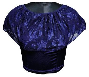 Blue Cotton Lycra Stretchable Readymade Free Size Saree Blouse For Women 2