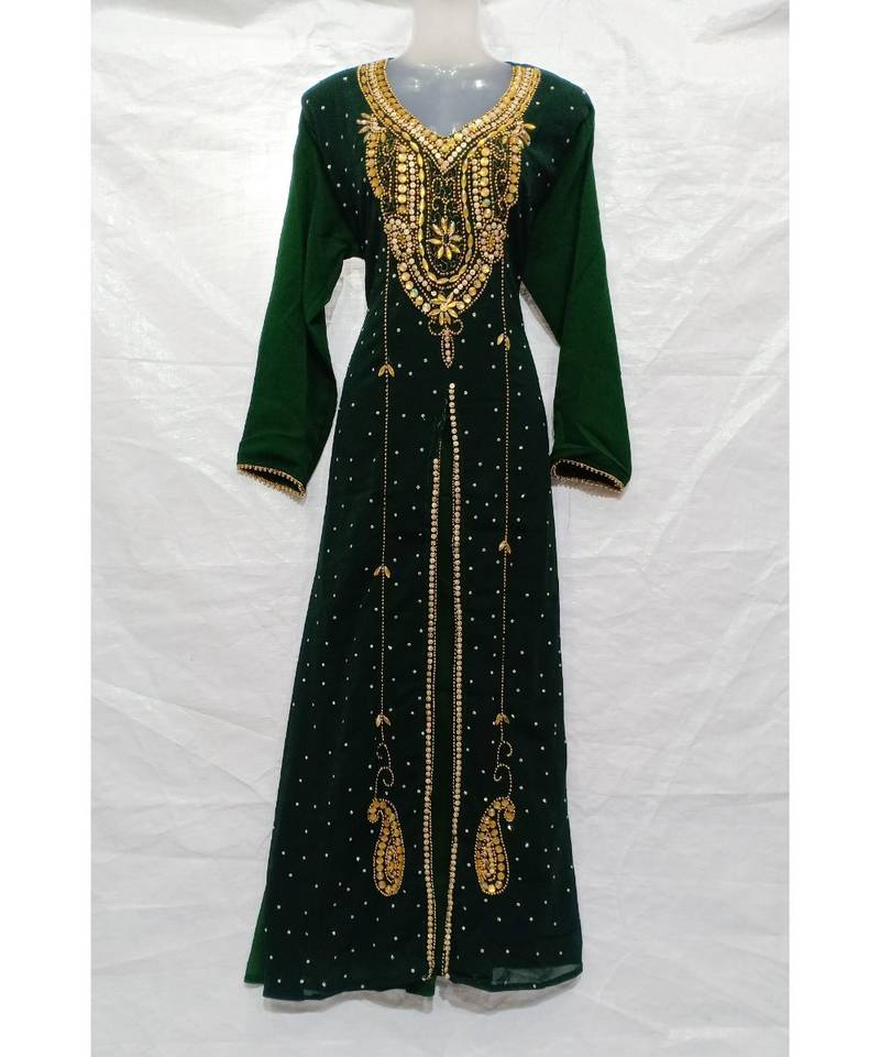 Black Hand Embroidery Stitched Kaftan