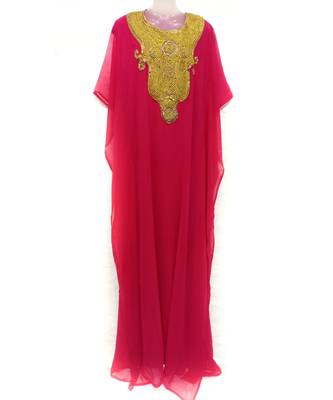 Red Embroidered Georgette Islamic Arabic Partywear Abaya 1