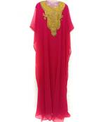 Red Embroidered Georgette Islamic Arabic Partywear Abaya