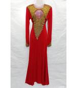 Red Embroidered Georgette Islamic Arabic Partywear Abaya