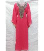 Light Pink Embroidered Georgette Islamic Arabic Partywear Abaya