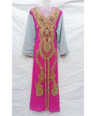 Mix Color Embroidered Georgette Islamic Arabic Partywear Kaftan 1