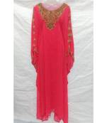 Red Embroidered Georgette Islamic Arabic Partywear Abaya
