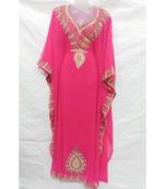 LIGHT PINK Embroidered georgette Islamic Arabic PartyWear Abaya