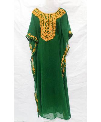 Green Hand Embroidery Stitched Kaftan 1