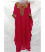 Red Embroidered Georgette Islamic Arabic Partywear Abaya