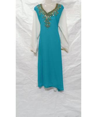 Mix Color Embroidered Georgette Islamic Arabic Partywear Kaftan 1