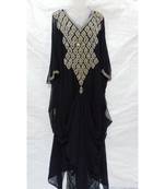 BLACK ISLAMIC Hand Embroidery Stitched KAFTAN