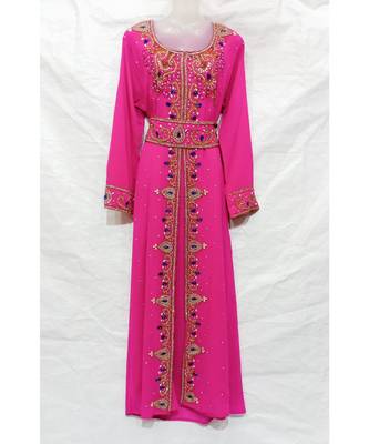 PINK ISLAMIC Hand Embroidery Stitched KAFTAN 1