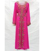PINK ISLAMIC Hand Embroidery Stitched KAFTAN