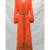 Orange Islamic Hand Embroidery Stitched Kaftan